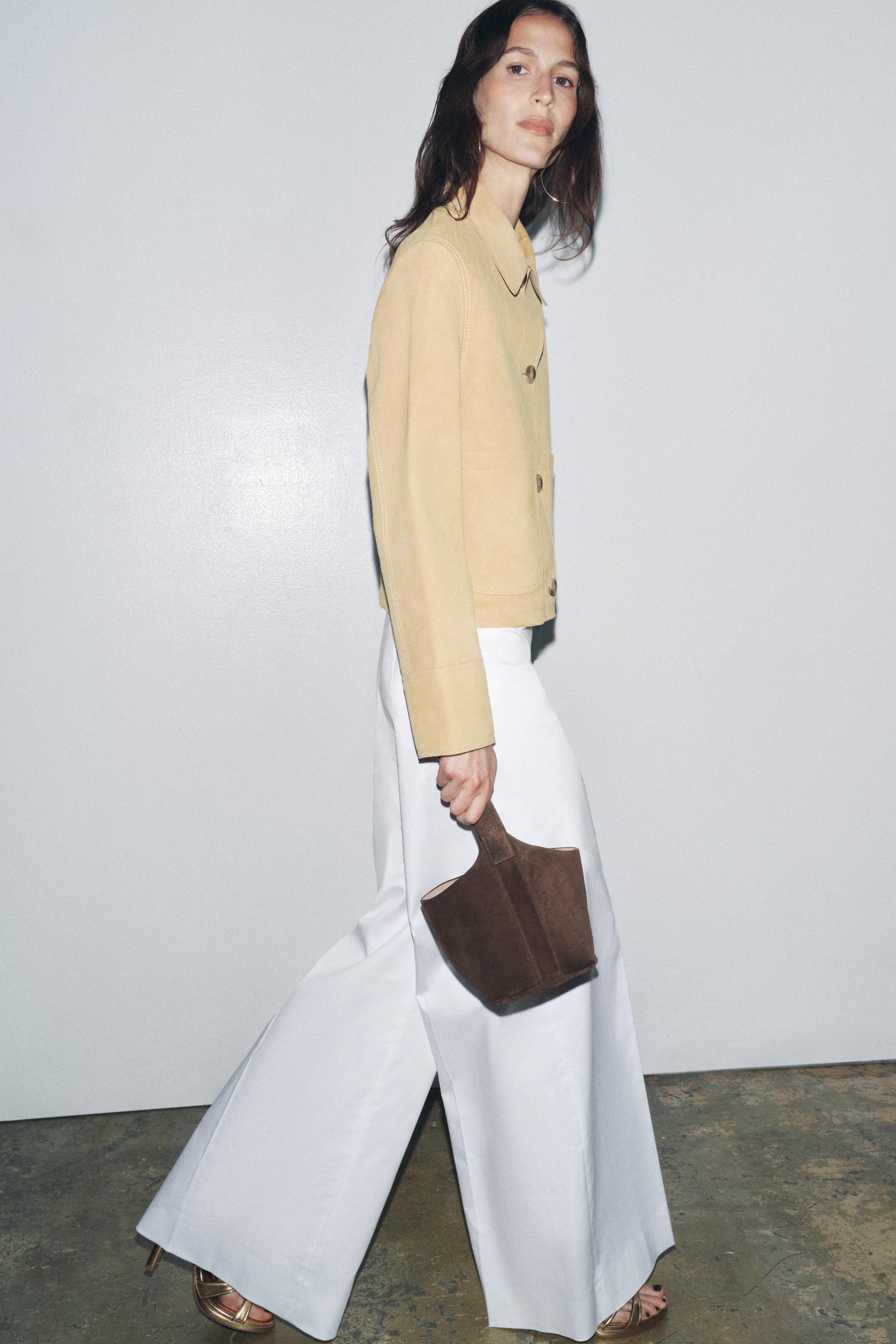 SPLIT LEATHER MINI BUCKET BAG